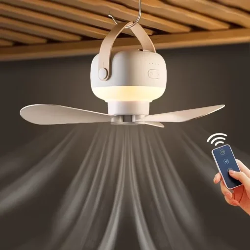 Miniventilador portátil e sem fios com luz de teto, ventilador USB