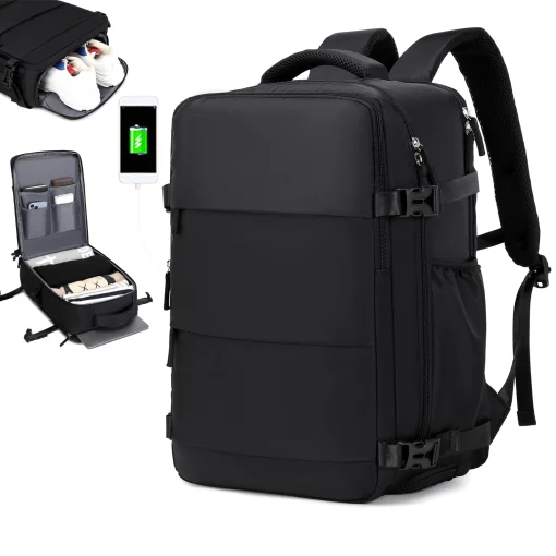 Mochila de viagem, cabe mochila para laptop de 15,6 pol, adequada para homens e mulheres com mochila para compartimento de sapatos à prova d'água