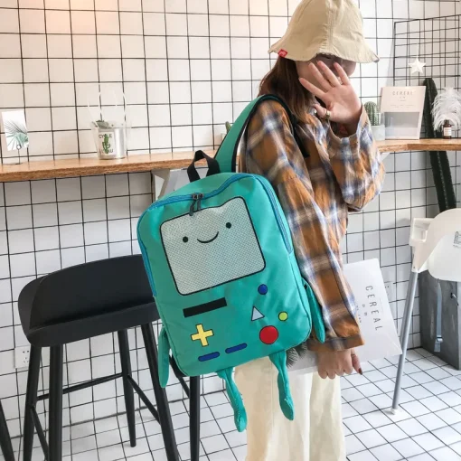 Mochila escolar em 3D com personagem engraçado