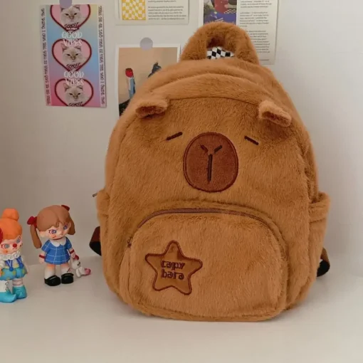 Mochila peluche de capivara Kawaii para mulheres