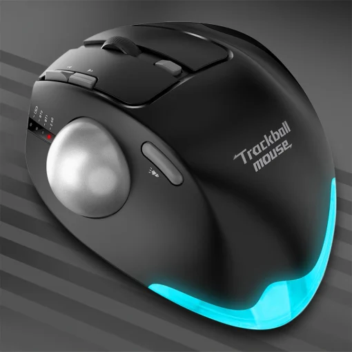 Mouse Trackball sem fio Bluetooth 2.4G RGB