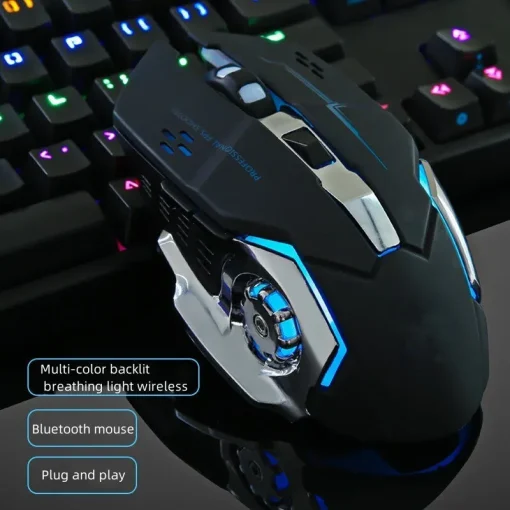 Mouse gamer sem fio recarregável e silencioso com Bluetooth