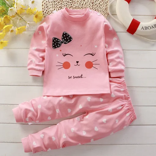 Pijama de dormir de outono para meninas meninos