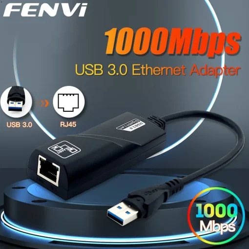 Placa de Rede USB3.0 FENVI para Rj45 1000Mbps