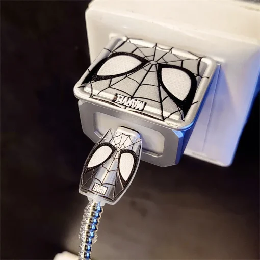 Protetor de Cabo USB Carregador Spiderman Silver