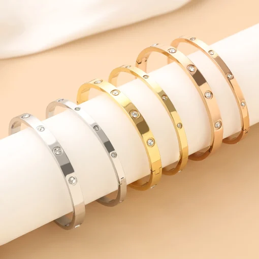 Pulseira de aço inoxidável da moda Zirconia cúbica