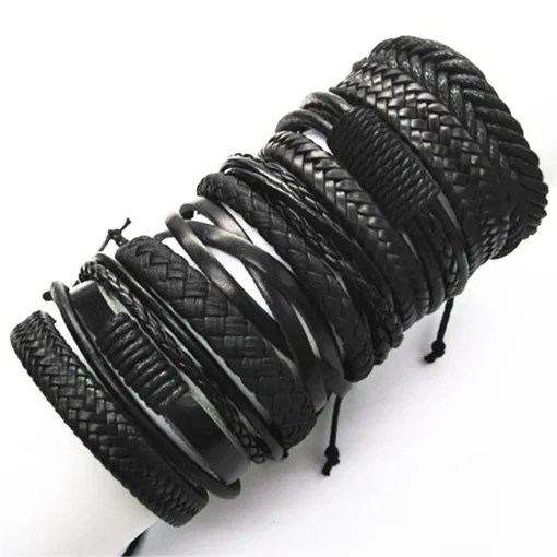 Pulseiras Masculinas Femininas de Couro, 10 PçsConjunto