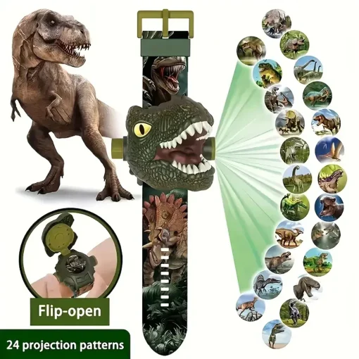 Relógio Eletrônico com Projeção 3D de Dinossauro