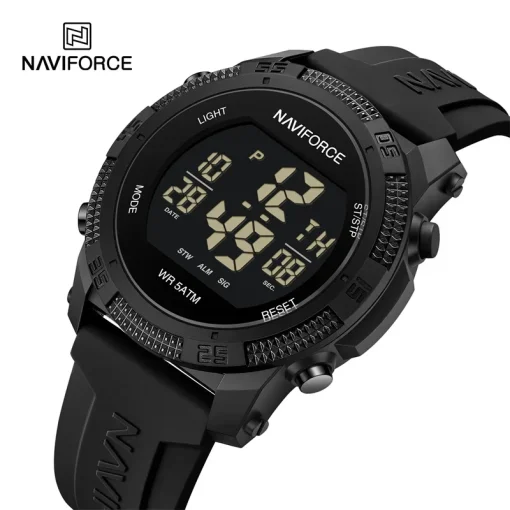 Relógio Masculino NAVIFORCE NF7104 Digital LCD Casual Data e Semana Alarme Impermeável Pulseira de Silicone Eletrônico