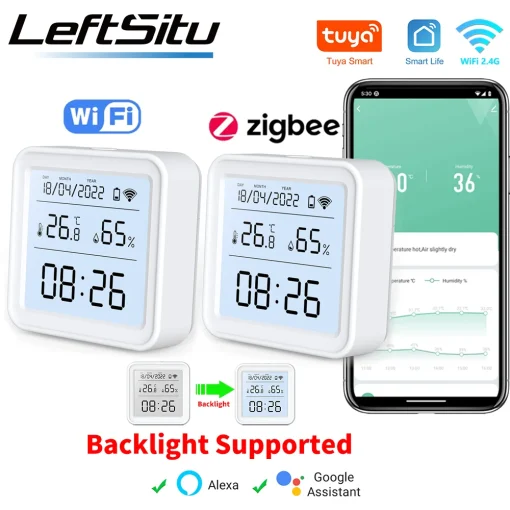 Sensor de Temperatura e Umidade WiFi Zigbee Tuya