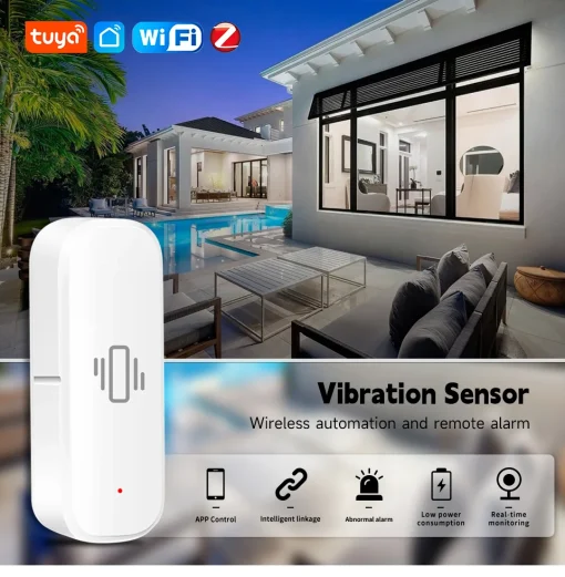 Sensor de Vibração e Movimento ZigBee Tuya