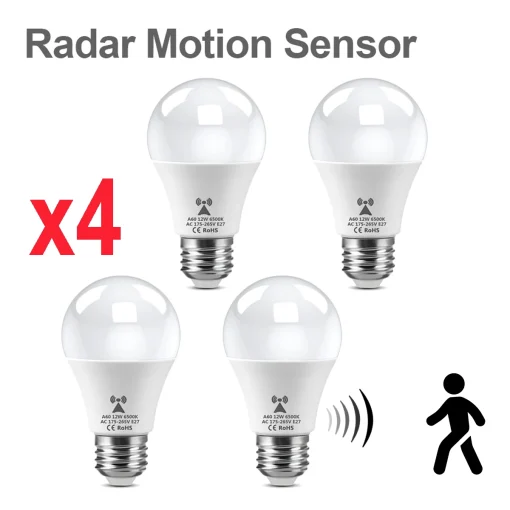 Sensor de luz e movimento, lâmpada LED E27