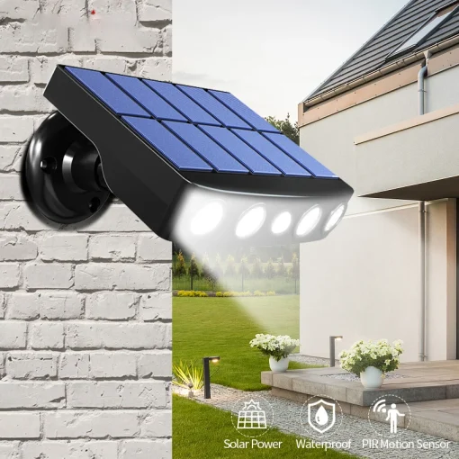 Sensor de movimento externo de parede LED potente alimentado por energia solar IP65