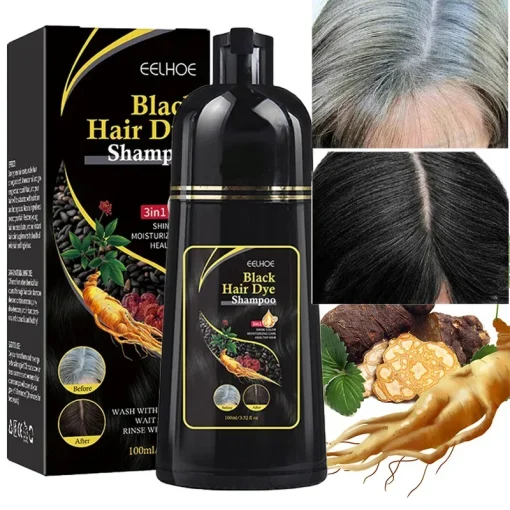 Shampoo 3 em 1 Natural com 100 ml e Tintura de Cabelo à Base de Ervas