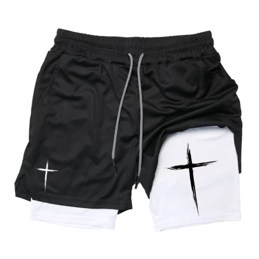 Shorts 2 em 1 Performance Cross Print para homens