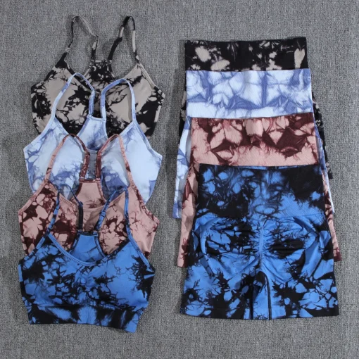 Shorts Fitness Academia Tie Dye Verão Conjunto 2Pç