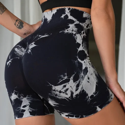 Shorts Legging Cintura Alta Levanta Bumbum Tie Dye Academia