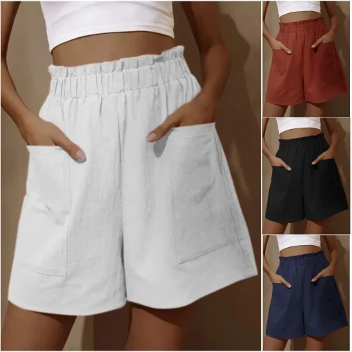 Shorts casuais femininos soltos e grandes de verão, novos