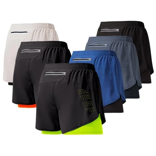 Shorts de corrida masculinos de rápida secagem Fitness Preto