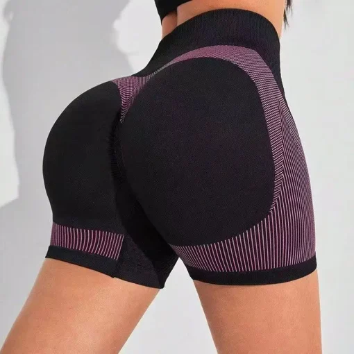 Shorts de treino de cintura alta femininos, sem costura, levanta bumbum, controle de barriga