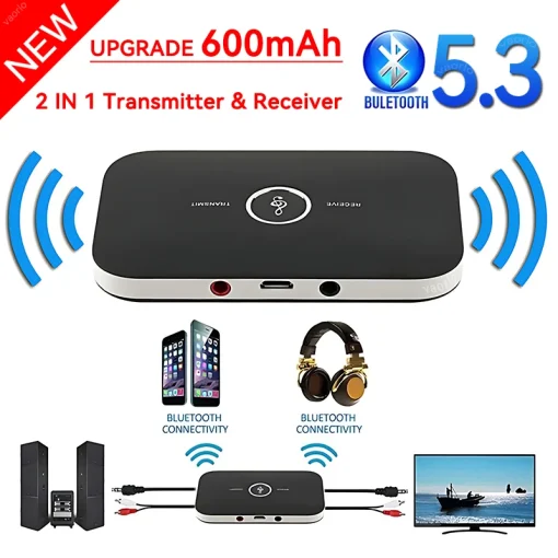 Transmissor e Receptor Bluetooth 5.3 Áudio 2 em 1 B6