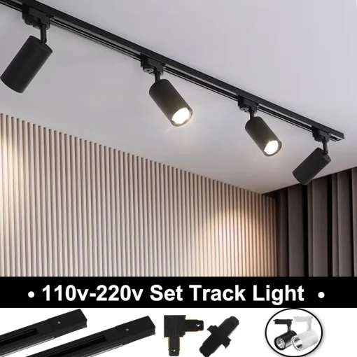 Trilho LED de 50 caracteres 110v 220v Conjunto de trilhos luminária spot COB 12203040W holofote para loja cozinha interior