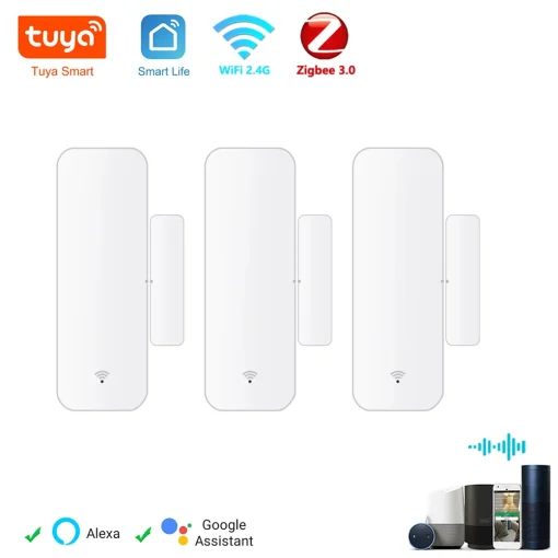 Tuya WiFi Zigbee Sensor de Porta Alarme Segurança