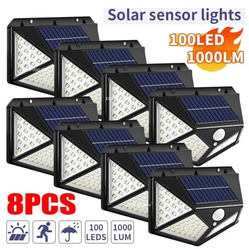 1-8Pcs Luz Solar LED Multifuncional c Sensor Movimento