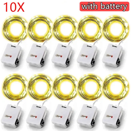 10pcs Luzes de Corda LED, Atmosfera, Pequena Luz Colorida, Bateria Alimentada, Fadas Luzes para Natal ao Ar Livre, Decoração de Festival de Sala