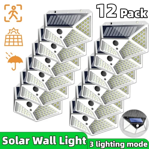 12 Luzes Solares Exterior Sem Fio 100 LED