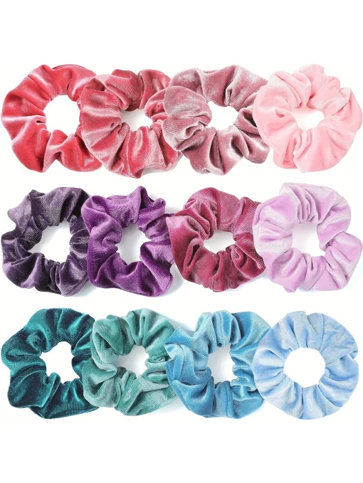 12 unidades de scrunchies de veludo