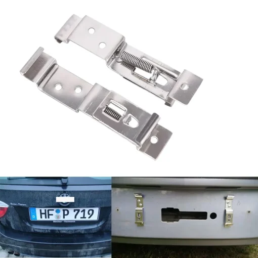 2 Grampos de suporte de placa de licença de carro retangulares carregados por mola