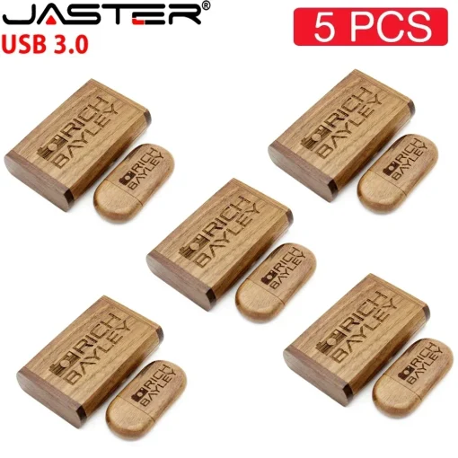 5PCSLOT JASTER USB 3.0 USB de madeira + Caixa