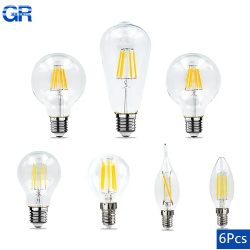 6 peças Lâmpada LED E27 E14 2W 4W 6W 8W