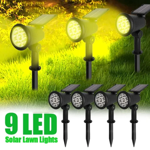 9 LED Focinhos Solares Exteriores