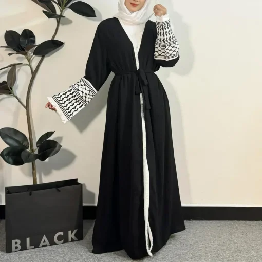 Abaya aberta com manga longa Cardigan Abayas