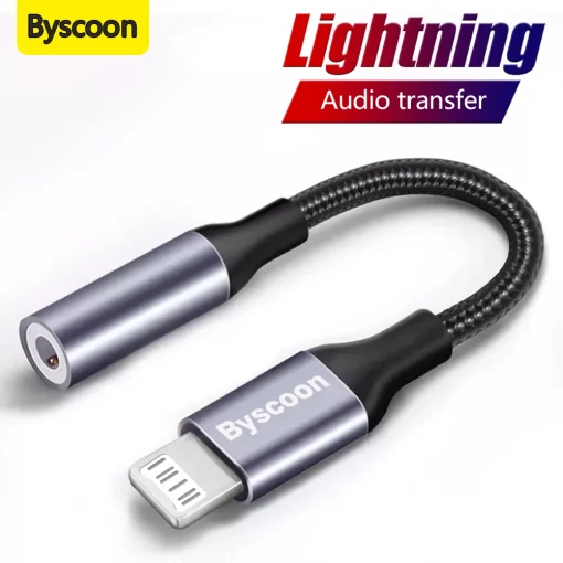 Adaptador Byscoon do Cabo Auxiliar Lightning para 3,5 mm para