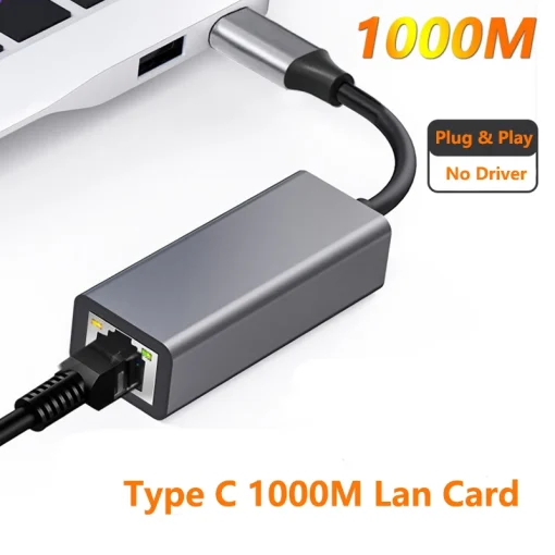 Adaptador Cabo Ethernet Gigabit USB Tipo C 1000100Mbps