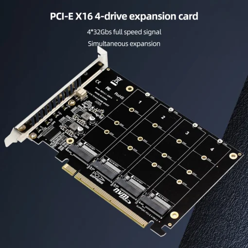 Adaptador Convertidor PCIe x16 para 4 Portas M.2 NVME SSD