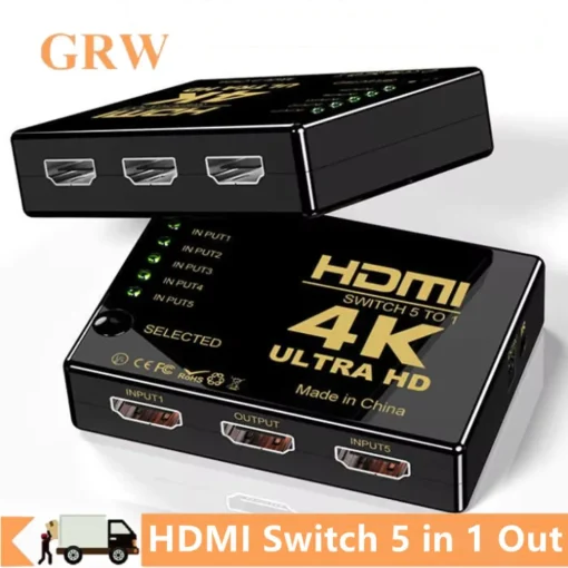 Adaptador HDMI 4K 5 em 1 com controle remoto