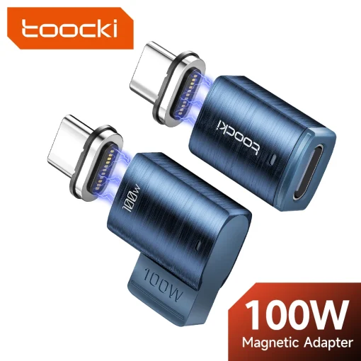 Adaptador OTG Magnético Toocki 100W USB Tipo C para Conversor de Carregamento Rápido Magnético Tipo C para Laptop Samsung Xiaomi Huawei Macbook