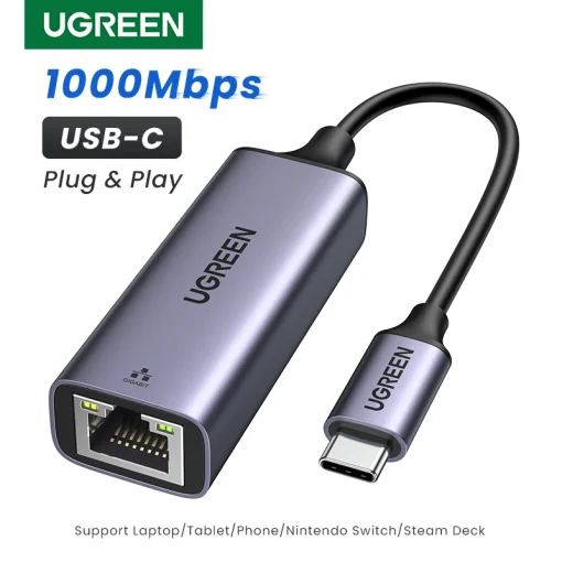 Adaptador UGREEN USB C Ethernet de 1000100Mbps USB Lan RJ45