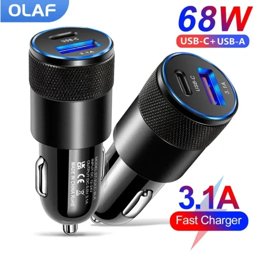 Adaptador Veicular Olaf USB Tipo C, Carregamento Rápido