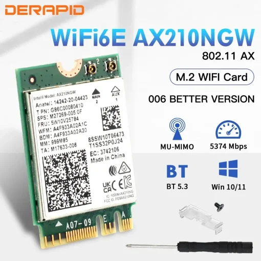 Adaptador WiFi 6E AX210NGW NGFF Sem Fio