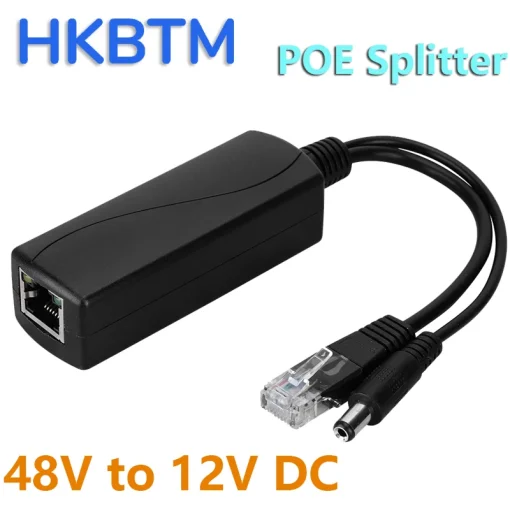 Adaptador de cabo divisor de energia PoE HKBTM 48 V para 12 V