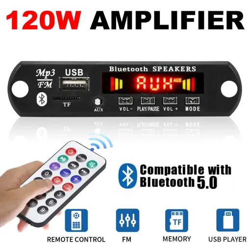 Amplificador Bluetooth 5.0 12V 120W