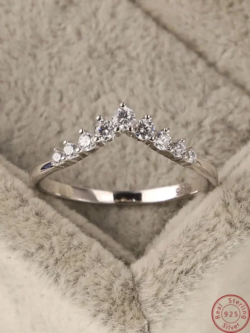 Anel de Diamante de Coroa de Princesa Pequena de Prata S925