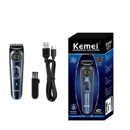 Aparador de cabelo sem fio à prova d'água de barbeiro USB de alta qualidade Kemei km-1256