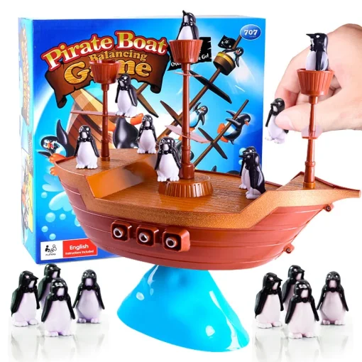 Barco Pirata Jogo de Mesa para Equilibrar Pinguim