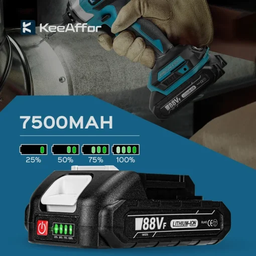 Bateria recarregável 88VF KEEAFFOR 7500mAh